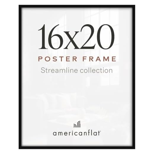 Americanflat 16x20 Poster Frame in Black with Polished Plexiglass - Thin Border 16 X 20 Inch Large Picture Frame for Wall, Poster Frames in Horizontal or Vertical Format