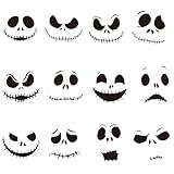 Aginc Berry 24pcs Halloween Christmas Ornaments Decal Jack and Sally Black Vinyl Ornaments Stickers and Fun Family Crafts Halloween Cartoon Skull Inspired Face Stickers Xmas Party Window Art Decal