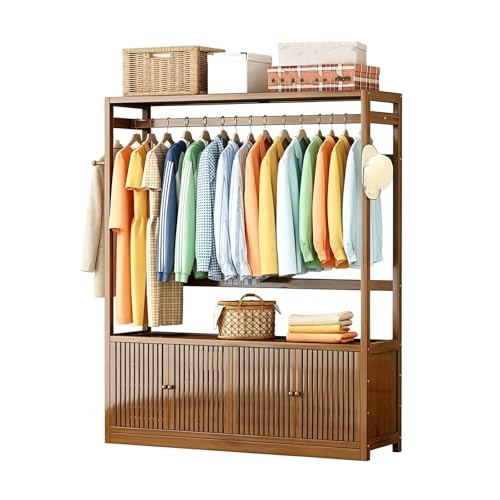 Perchero de Madera Ropa Colgador Independiente, Estante Inferior Estante de Madera Ropa Sala de Estar, Dormitorio Entrada(170x130x33)
