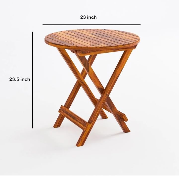 Image of WhiteBeard Solid Wood Foldable Desing 2 Chair Set with Medium Size Dinning Table, Multi-Purpose Premium Rosewood Foldable Coffee & Bistro Set for Balcony,Garden,Living Room Space Saving Honey Finish