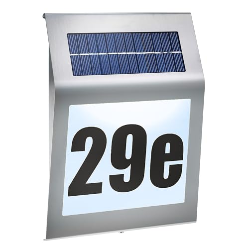 esotec Hausnummer beleuchtet Solar STYLE | DUO COLOR Hausnummernschild...