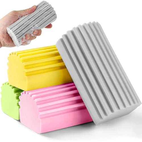 Éponges de Nettoyage de Poussière,4 Pièces Éponge à Poussière Réutilisable,Éponge de Nettoyage Humide Magique Éponges à Poussière pour Nettoyer Les...