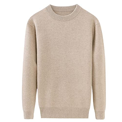 Herbst Winter Verdickung 100% reines Kaschmir Pullover Herren Casual Computer Gestrickt O-Neck Pullover Khaki S