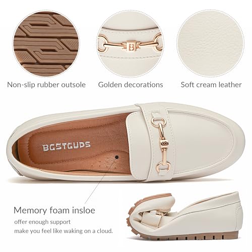 Image of BGSTGUDS Women's Wide Loafers Shoes Cute Dressy Shoes Ladies Comfort Slip Ons Work Shoes