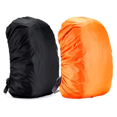 Yogopro Funda Impermeable para Mochila,2 Pcs Cubre Mochila Lluvia,30~65L Cubierta de Bolsa Bolso Protector de Lluvia para Camping Senderismo Excursionismo, 55L-65L (Negro y Naranja)