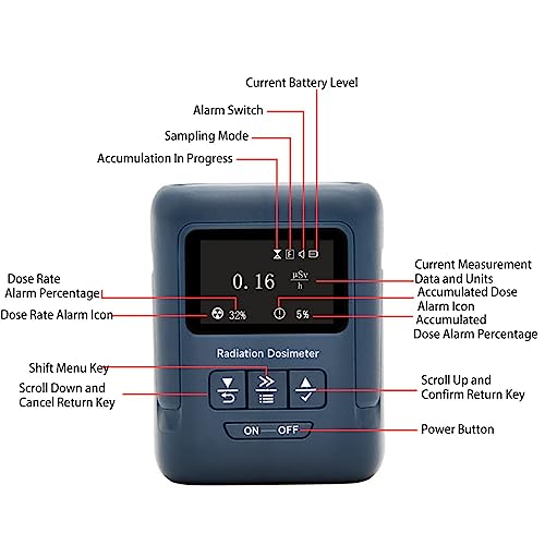 Image of Geiger Counter Nuclear Radiation Detector, Dosimeter Gamma X Ray Tester, Portable Handheld Dose Alarm Easy Reading Multifunctional Radioactive Detector Meter 1500mAh