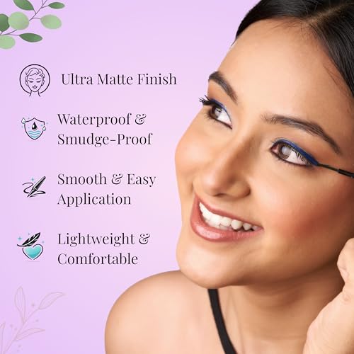 Image of TEE ESS Waterproof Liquid Eyeliner, Long-Lasting Smudge-Proof Formula with Fine Precision Tip, Quick-Drying Intense Finish for Winged, Bold & Everyday Eye Makeup (Blue)