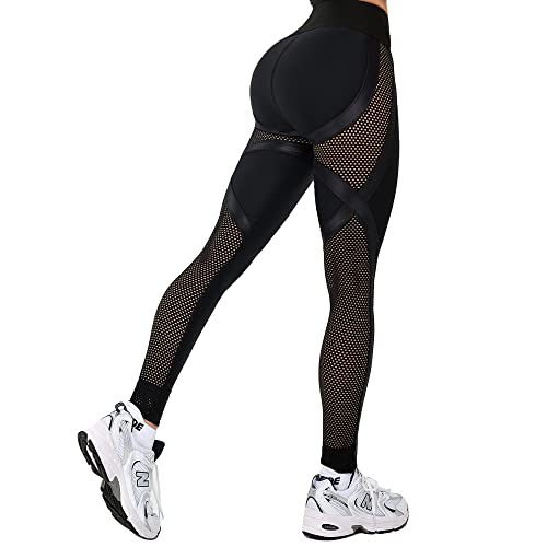 Bona Fide Premium Quality Mesh Leggings for Women with Unique Design - Comfortable Womens Workout Leggings for Gym, Yoga