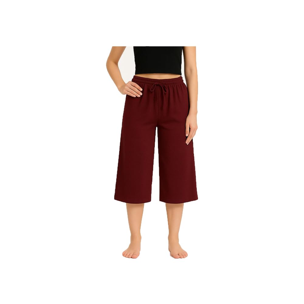 Womens Cotton Plain Loosefit Capri, 3/4th Capri For Women Single Pack-picture-39