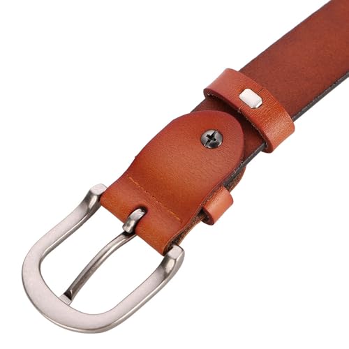 Women Leather Belt Black Casual Waist Belt for Jeans Pants with Silver Pin Buckle Waistband3