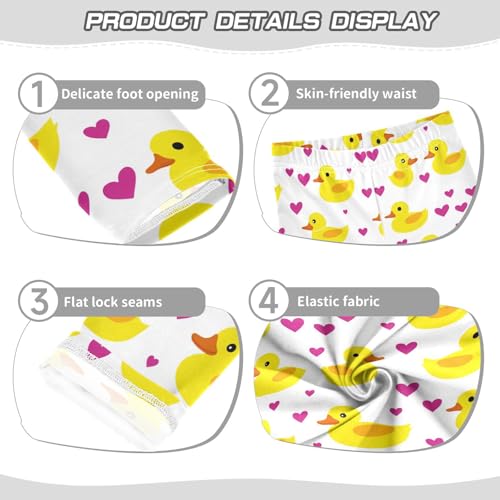 Yellow Ducks Girls' Leggings Toddler Doodles Heart Polka Dots Kids Yoga Pants Dance Active Tights 4T3