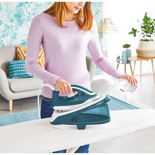 Tefal SV6115 Express Essential Dampfbügelstation|5,2 bar|Dampfstoß: 280 g/Min.,Dauerdampfmenge: 120 g/Min.|Calc Clear-Technologie|Xpress Glide Bügelsohle|2200W| 1.4L|36.2x17.9x25.6 cm,Blau/Weiß – Bild 5