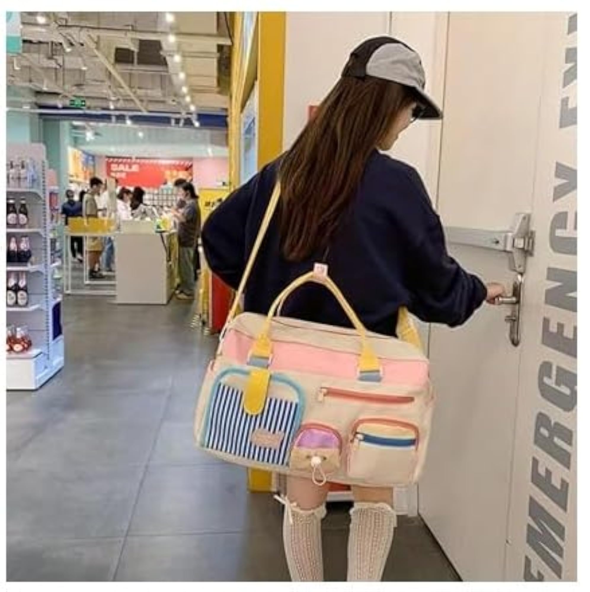 Multicolor Pastel Canvas Travel Duffle Bag