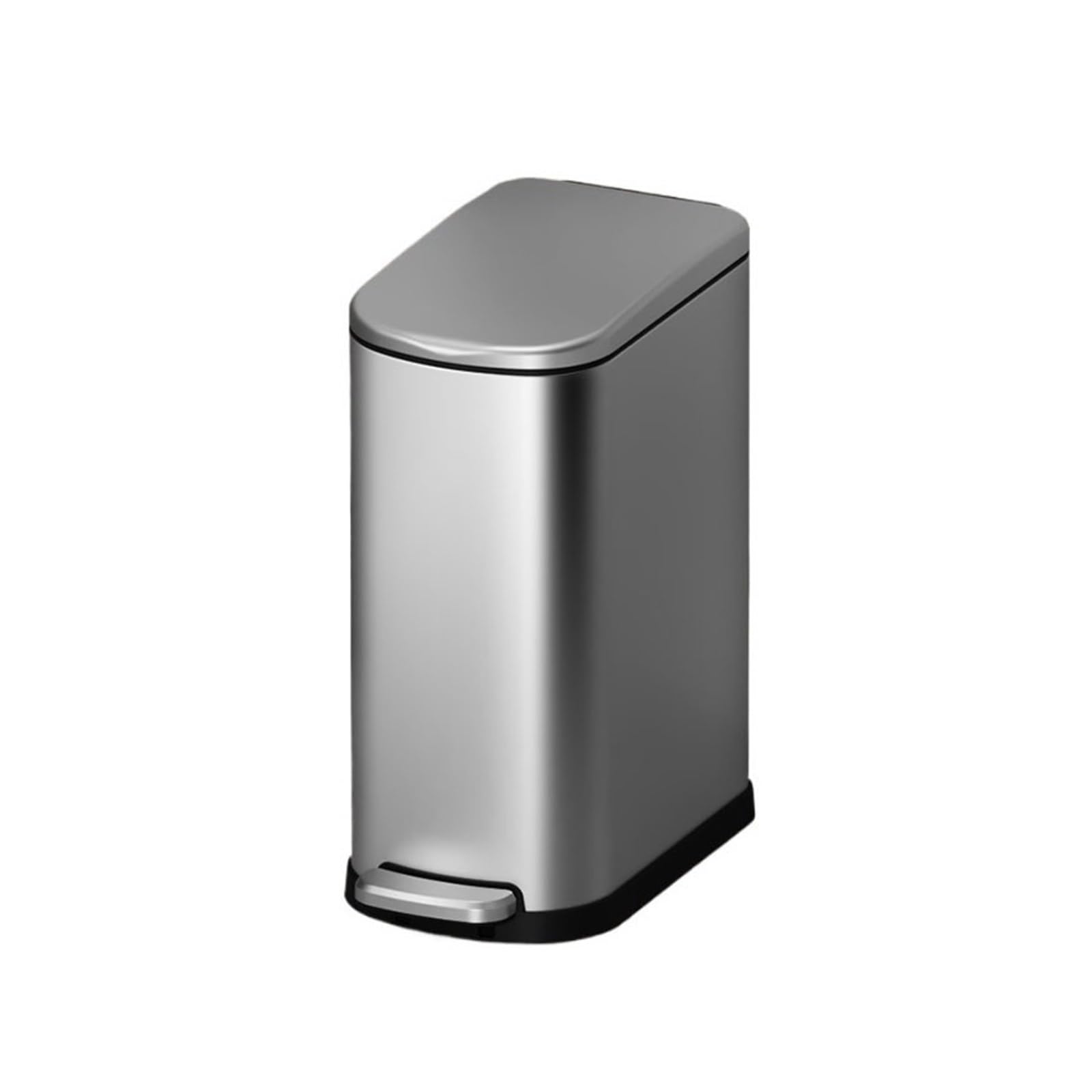 Dustbin 13 Liter Stainless Steel Trash Can with Lid, Step Pedal, Removable Bucket for Narrow Spaces, Office(Silver)