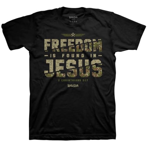 Freedom is Found in Jesus 2 Corinthians 3:17 Black Cotton Crewneck T-Shirt