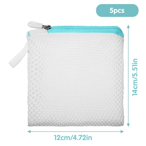 5 Stück Wäschenetz Klein 14 x 12 cm Mini Waschmaschinenbeutel mit Reißverschluss Wäschesäcke Wäschebeutel für Wäscheperlen Feinwäsche Bh Socken Unterwäsche