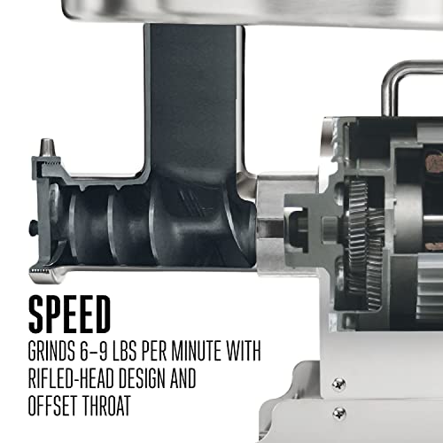 Weston Pro Series Electric Meat Grinder, Commercial Grade, 750 Watts, 1 Hp, 9Lbs. Per Minute, Stainless Steel (10-1201-W) #TOP2
