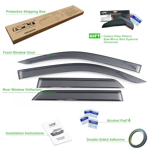 Image of Outside-Mount Window Visors Rain Guards for 2025 2026 Toyota 4Runner Full-Size Wind Vent Deflectors Car Accessories Dark Smoke 4-Piece Set with Thicker