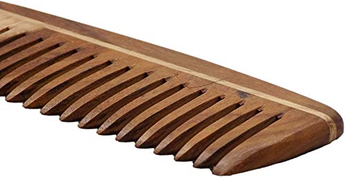 Image of Ekan 100% Natural Handmade Neem Wood Comb For Control Hair Fall And Hair Regrowth For Men And Women Pack Of 1 (Neem wood Comb Model no -8)