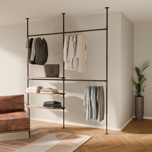 pamo Adjustable Clothes Rack with Shelves 79" W x 86"-118" H
