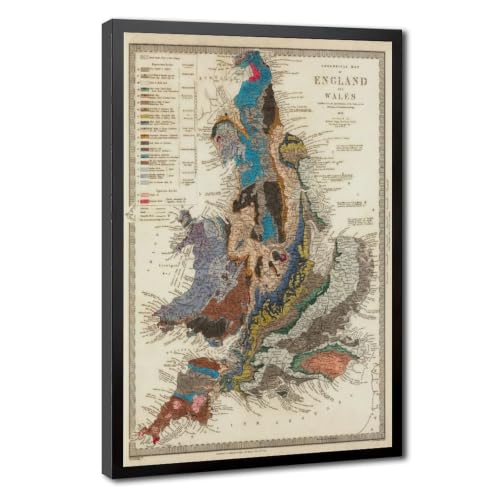 Carte géologique de l'Angleterre 1843 : idée cadeau originale pour géologue