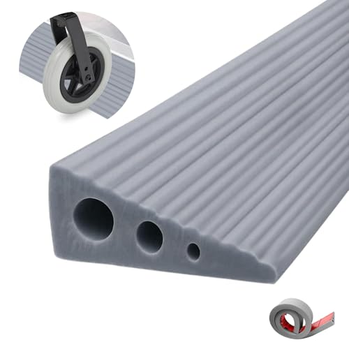 Cnwinu Rubber Wheelchair Ramp Self Adhesive Non-Slip Threshold Ramps for Doorways 100x6.5x2.5cm Ramp PVC Cuttable Threshold Strips for Doorways Driveways Steps Scooters Sweeper Baby Stroller (Grey)