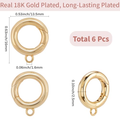 Fermoirs ronds 16mm en métal plaqué or 18k SUNNYCLUE pour bijoux