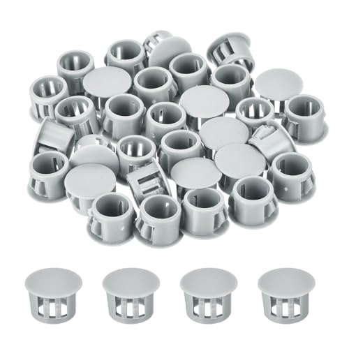 Image of MECCANIXITY 64PCS 12mm(1 /2 inch) Light Gray Plastic Hole Plugs, Flush Type Panel Hole Plugs Insert End Caps for Locking Hole Tubes Furniture Cabinet