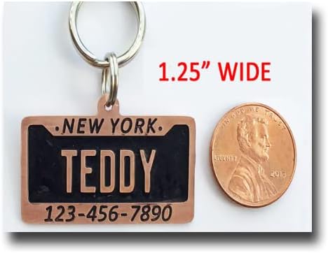 License Plate Dog Tag-Pet ID Tag-Custom Handcrafted Identification Dog Tag-Cat ID Tag-United States US Custom Engraved Pet Tag (1 3/4", Copper)