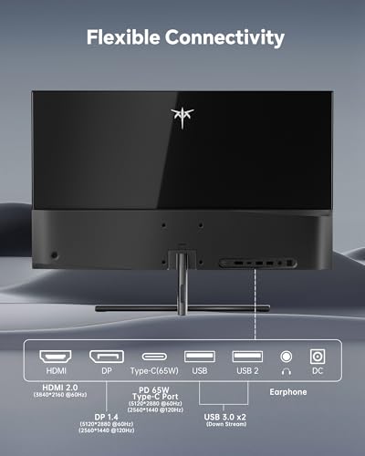 Image of KTC 27 Inch 5K Monitor, 5120 x 2880 5K2K Monitor with 65W Type-C Port, Dual Mode Computer Monitors Compatible with Mac mini, IPS Panel, HDR 400, 217 PPI, 135% sRGB, Tilt, H27P3 (Renewed)