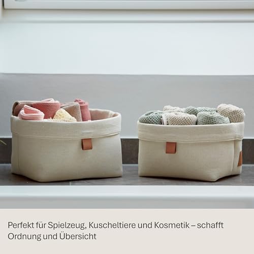 LOVE IT STORE IT Aufbewahrungskorb Set 2-teilig - Stoff-Körbchen für Badezimmer Deko und Babyzimmer - Beige - 2er Set, 2 Größen