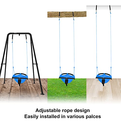 Hi-Na Kids Swing Seats Indoor Hand-Made Kids Swing with Adjustable Rope Outdoor Swing Seat Tree Swing Seat for Kids for Backyard Swing Seat for Kids for Playground Child Swing for Outside (Blue) - Thumbnail 3