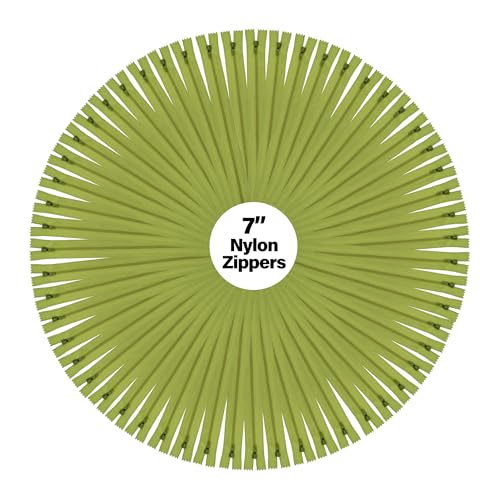 Image of Mandala Crafts 100 PCs Dill Green Closed-End 7 in Nylon Zippers for Sewing