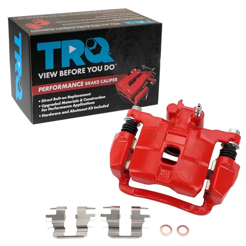 Image of TRQ Rear Right Brake Caliper w /Bracket Performance Red Passenger Side | For 2005-2006 Saab 9-2X 2004-2008 Subaru Forester 2004-2007 Impreza
