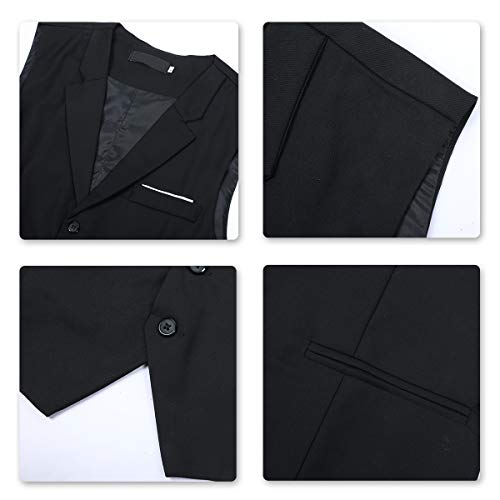 YOUTHUP Mode Gilet Single-Breasted Costume Veste Homme Slim Fit sans Manches Elégant pour Business Formel,Noir,XS - Image 5