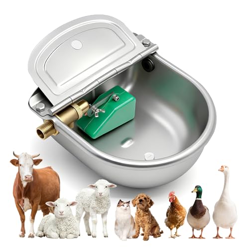 Svauoumu Bebedero Automatico con Valvula Flotador,Acero Inoxidable Bebedero Ganadero,Bebedero Caballos & Vacas Automatico,Bebedero para Ovejas Exterior,Bebedero Automatico para Ganado para Animales