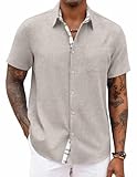 COOFANDY Men's Button Down Shirts Short Sleeve Casual Shirts Summer Beach Shirts Vacation Wedding Shirts with Pocket