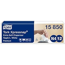 Servilletas Tork Xpressnap Tork Xpressnap Servilleta suave Blanca para Dispensador N4, Plegado 1/2, 2 capas, 21 cm × 17 cm, 8 × 1000 servicios, 15850
