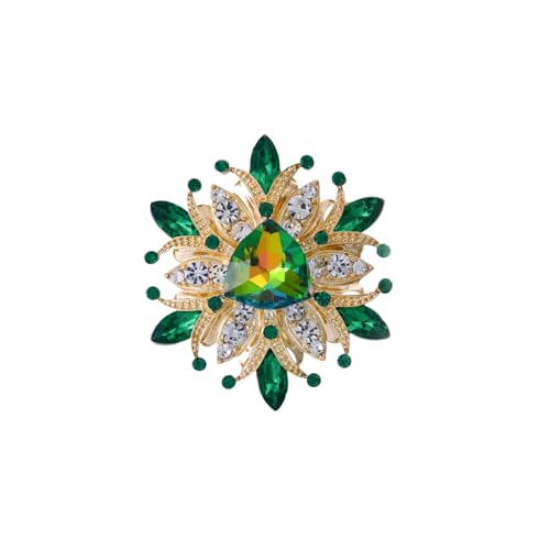 Image of Large Crystal Flower Brooch Pin for Women Red purple pink green Rhinestone Flower Lapel Pin Wedding Party Birthday Dance Banquet Dress Suit Ceremony Clothes Hat Bag Accessories Jewelry