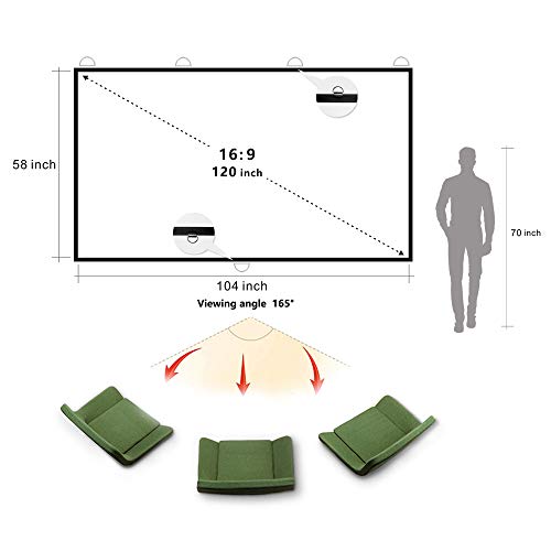 Portable Projector Screen 120 inch Foldable Silver Black Backing Projection Screen with 4 Sides Pole Support