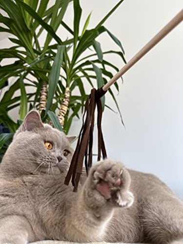 Kater Kasimir Leather fronds with beech handle and leather straps. Handmade in Germany with love, brown, 45 cm - Image 3