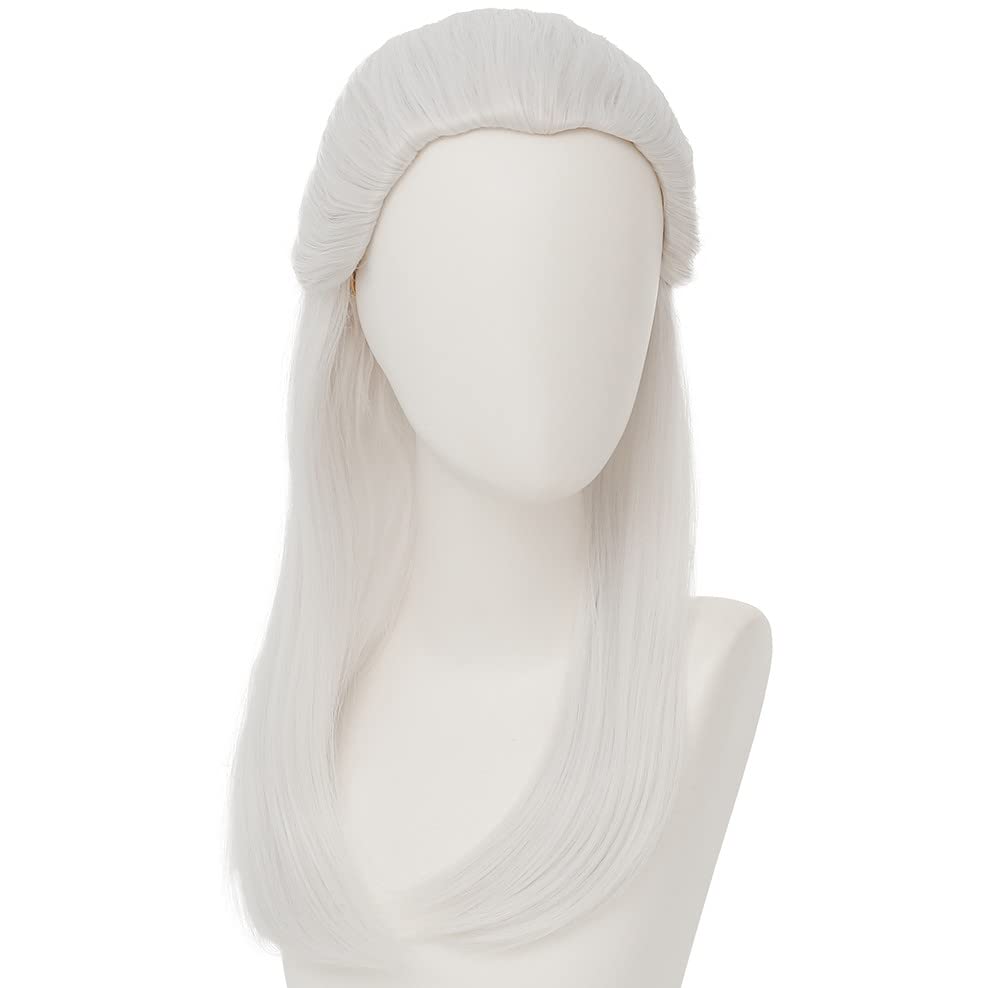 Tseses Men Long White Straight Wigs Funny Hair Party Mullet Wig Heat Resistant Anime Cosplay Costume Wigs