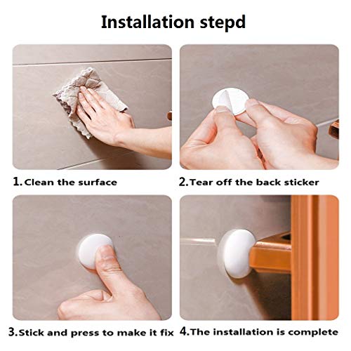 Door Handle Bumper, Silicone Doors Knob Wall Shield, Self Adhesive Round Soft Rubber, Door Stopper Pads, Pack Of 6 Pieces, Diameter 1.6", White #TOP6