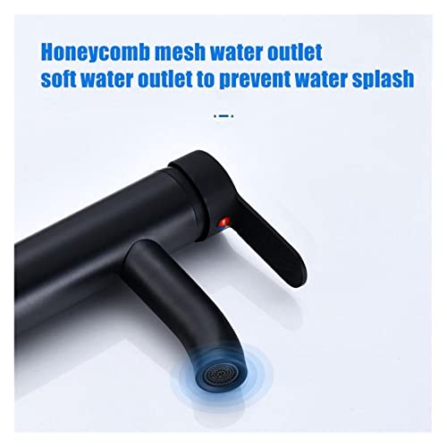 Robinet de lavabo monotrou noir mat haut pour eau chaude et froide - 5