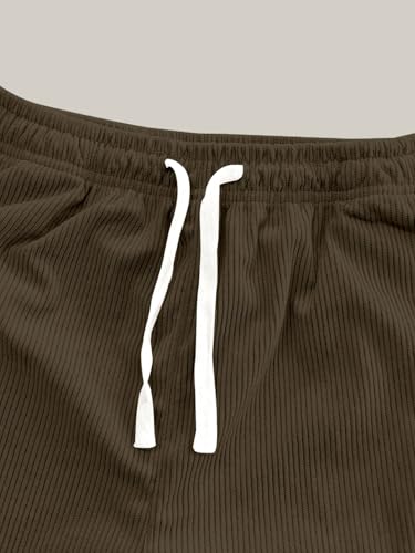 Image of Pinkmint Men's Stretchable Ribbed Track Pants | Poly Lycra Relaxed Fit Trousers | Elastic Waist Drawstring Joggers | Casual, Gym, Lounge Wear for Men