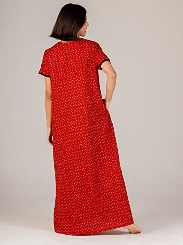 Image of Evolove Women's Cotton Long Maxi Night Gown Nighty Dress with Pocket & Stylish Button, Super Soft Comfortable (LNG-Button)