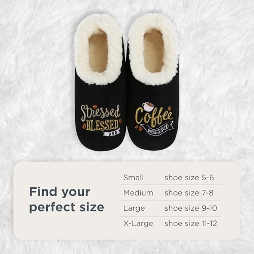 Image of Snoozies Slipper Socks -Funny Quote House Slippers for Women, Non-Slip Fuzzy