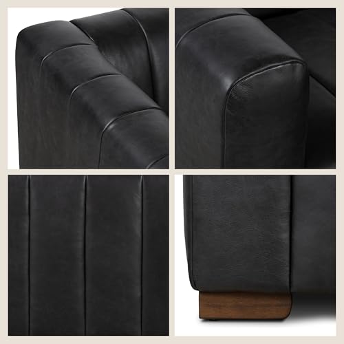 Image of POLY & BARK Canale 99 inch Sofa in Onyx Black - Modern Living Room Couch with Deep Seating, Plush Cushions, Premium Upholstery, Contemporary Design, and Solid Wood Frame