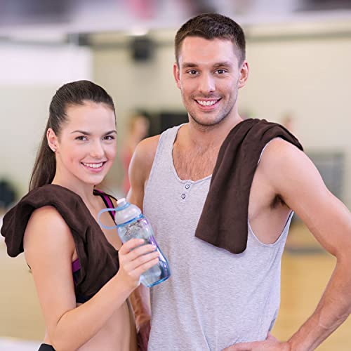 Image of Sassoon Unisex Microfiber Gym Towel in 450 GSM (Set of 2, Cocoa) 40cmX60cm- Fast Drying & Light Weight Ultra Absorbent Sports Towel