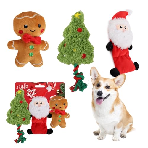 ALL FOR PAWS Weihnachts-Hundespielzeug - Festliche Plüschspielzeuge,Ideal für Apportierspiele und als interaktives kleine, mittlere und große Hunde. (Holiday Toys)